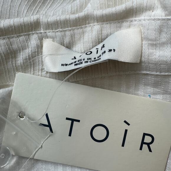 Atoir White Mini Shirt Dress SMALL Designer Wrap Draped Career Office $335 NEW - Picture 8 of 8